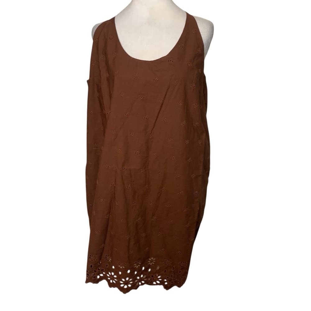 NWT GAP Brown Women’s XL Eyelet Lace Halter Cotton Casual Summer Mini Dress